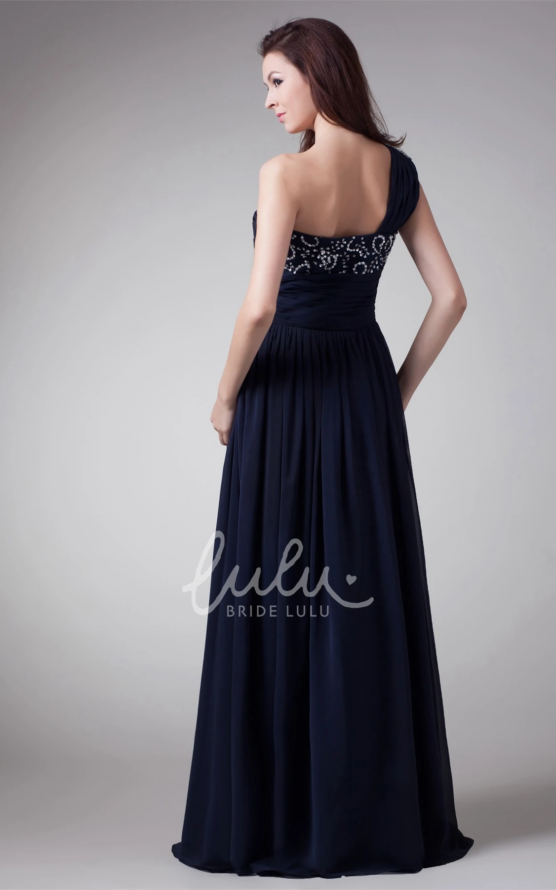 A-Line Chiffon Maxi Formal Dress Crystal Detailing Bridesmaid Dress