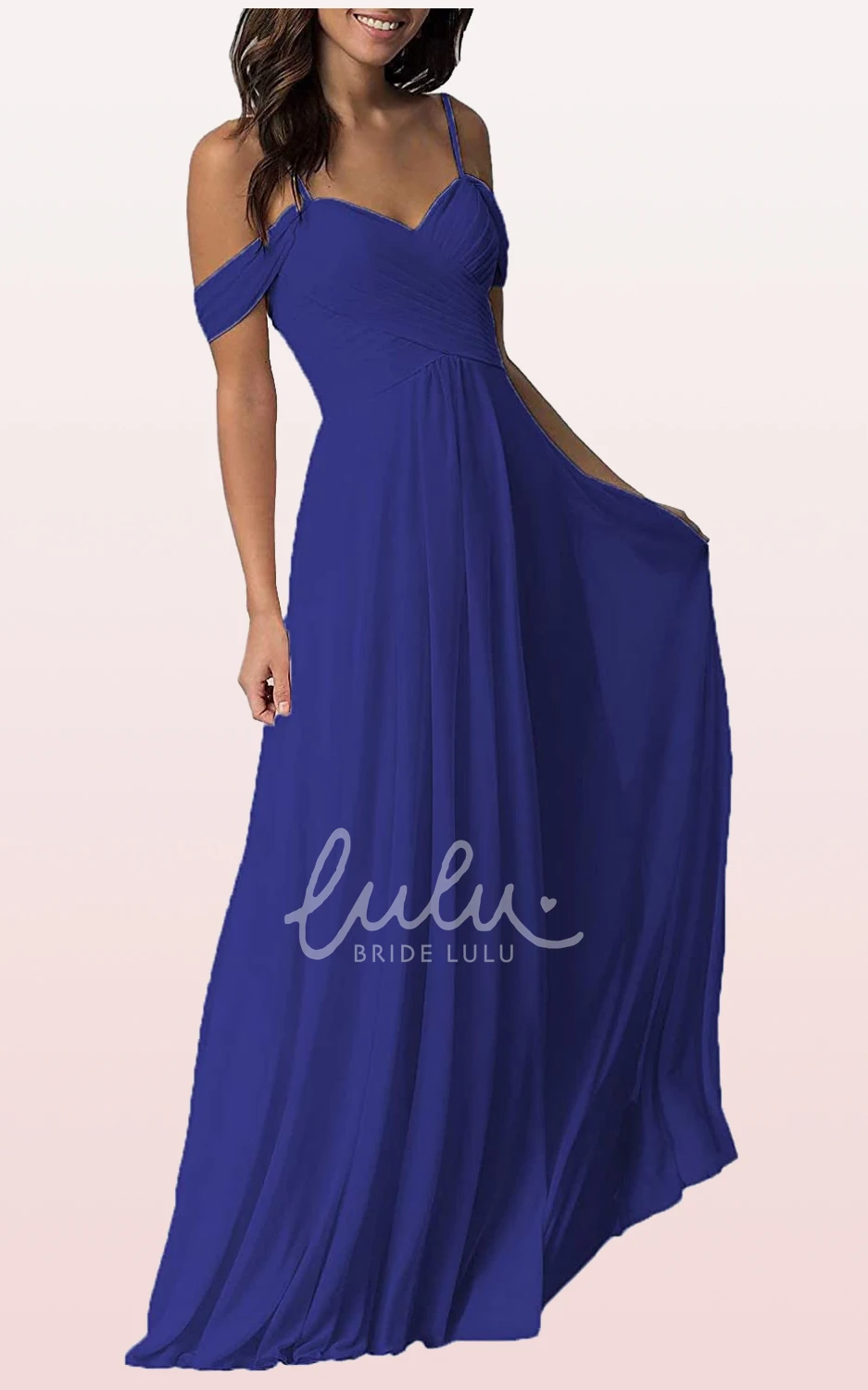 Off-the-Shoulder Chiffon A-Line Bridesmaid Dress with Ruching Flowy & Classy
