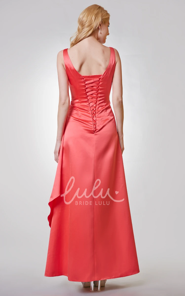 Trumpet Chiffon Square Neckline Keyhole Bridesmaid Dress