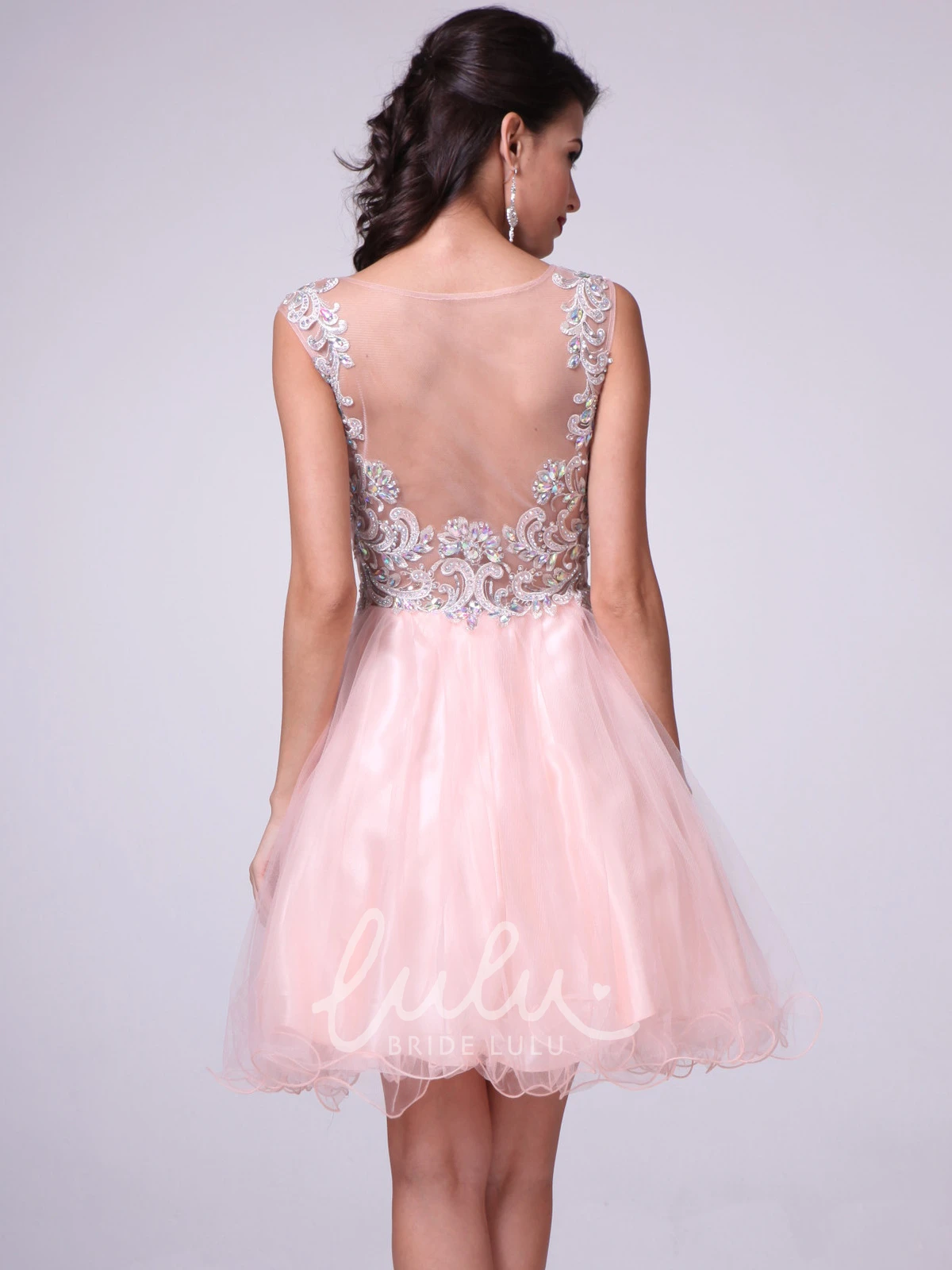 Sleeveless Tulle Satin A-Line Formal Dress with Beading and Ruffles