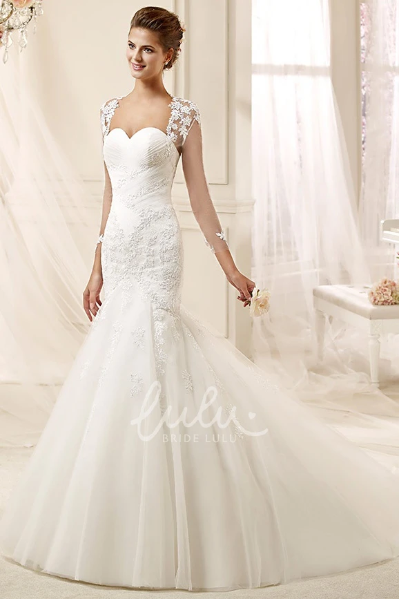Sheath Mermaid Wedding Dress with Sweetheart Neckline and Appliques Flowy Wedding Dress 2025