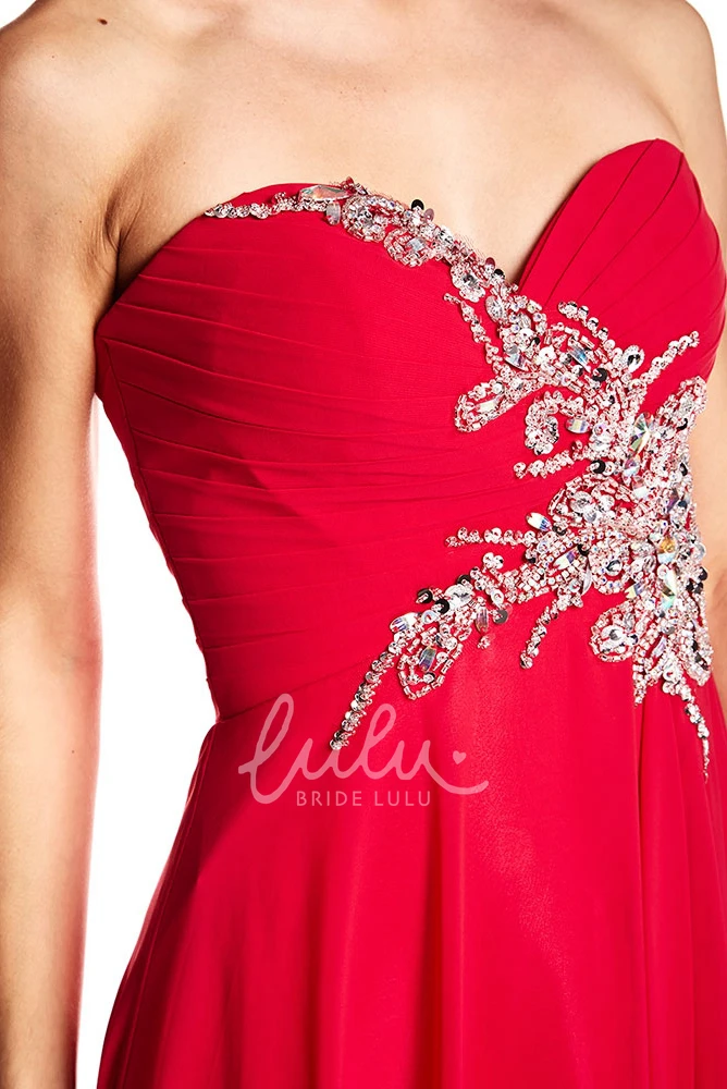 Maxi Sweetheart Beaded Chiffon Prom Dress with Sleeveless Glamour