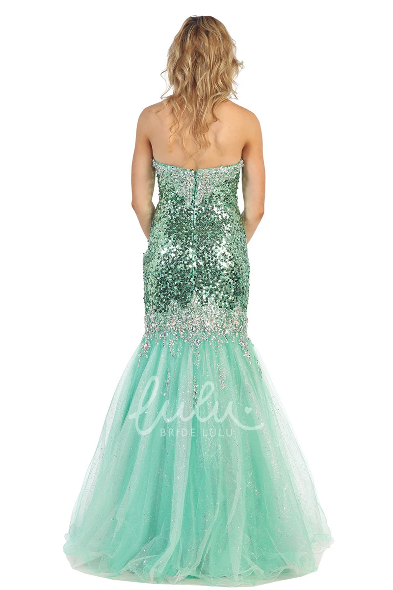 Sleeveless Trumpet Sequin Bridesmaid Dress with Sweetheart Neckline and Beading