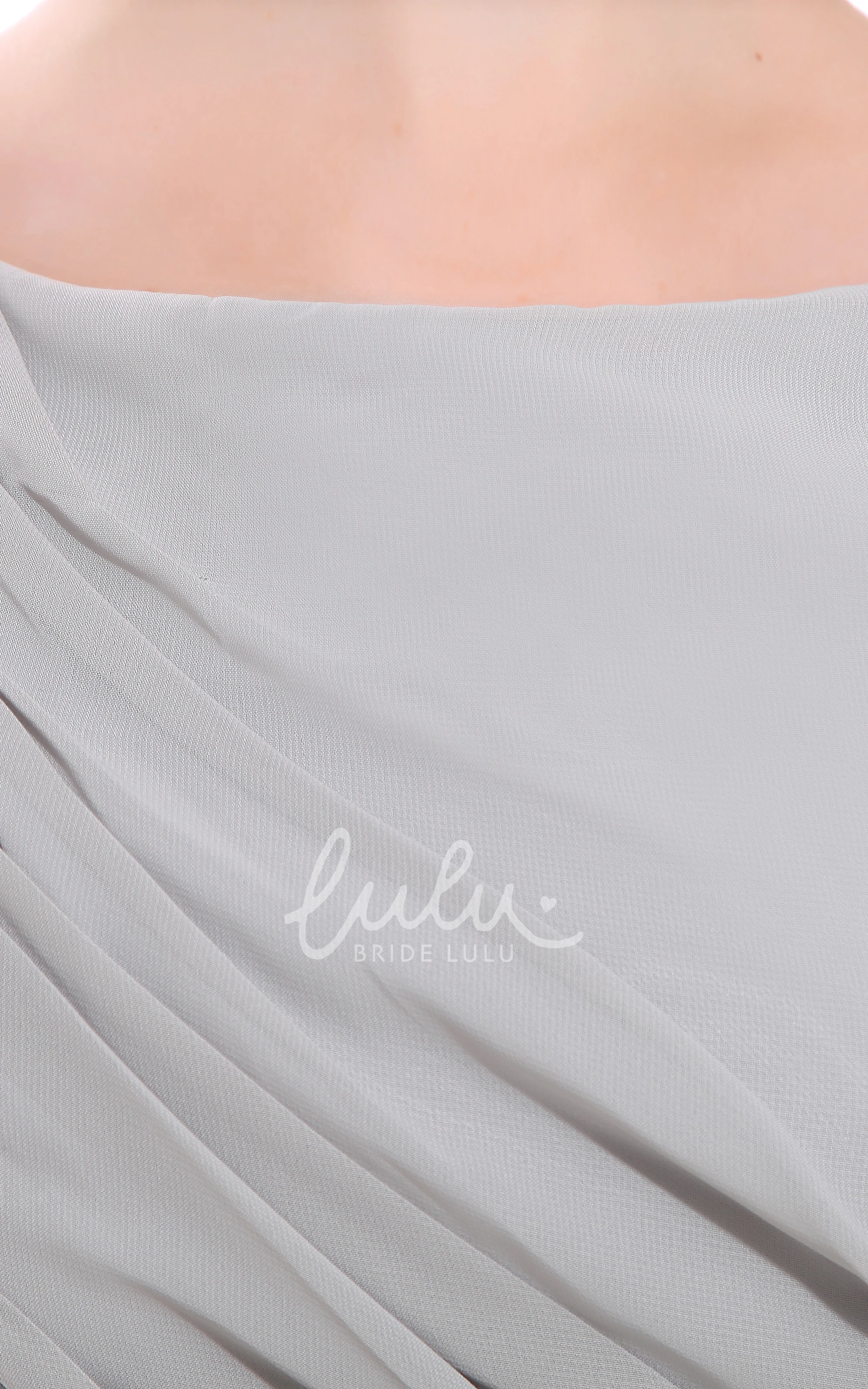 Ethereal Bateau-Neck Sleeveless Chiffon Short Dress with Pleats Modern Bridesmaid Dress