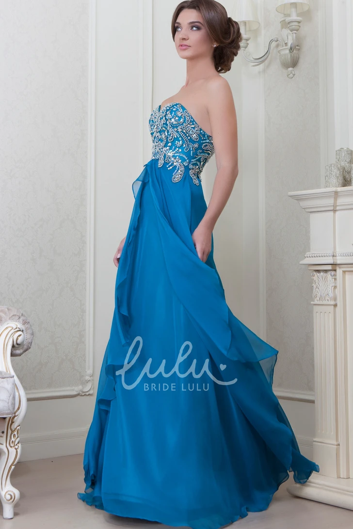 Sweetheart Chiffon Evening Dress A-Line Sleeveless Beaded Draping