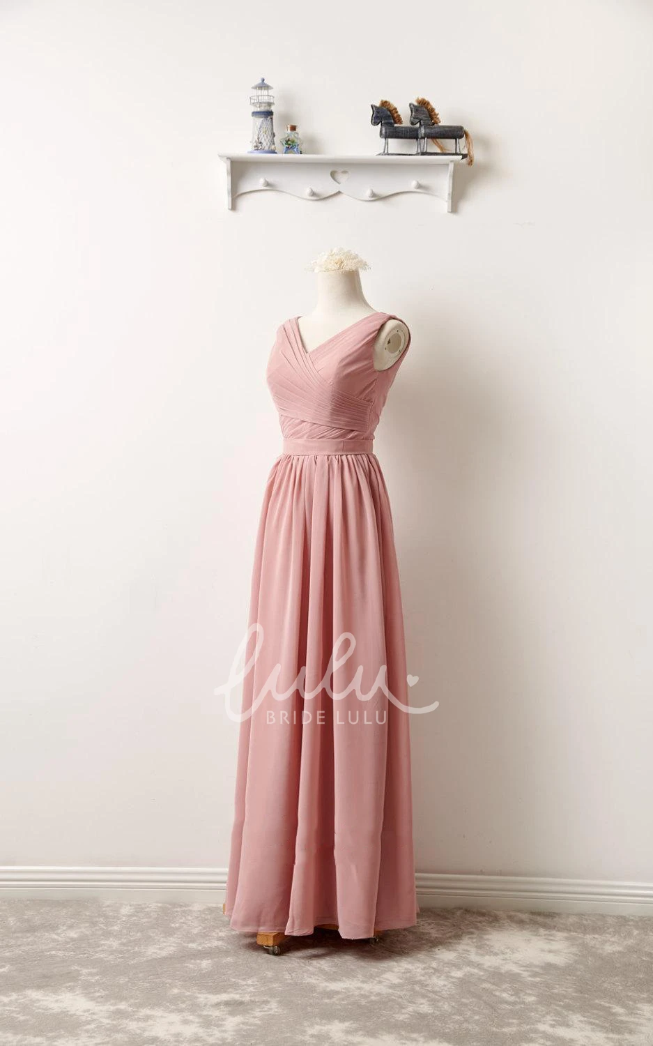 Flowy V-neck Chiffon Maxi Dress Perfect for Bridesmaids and Special Occasions