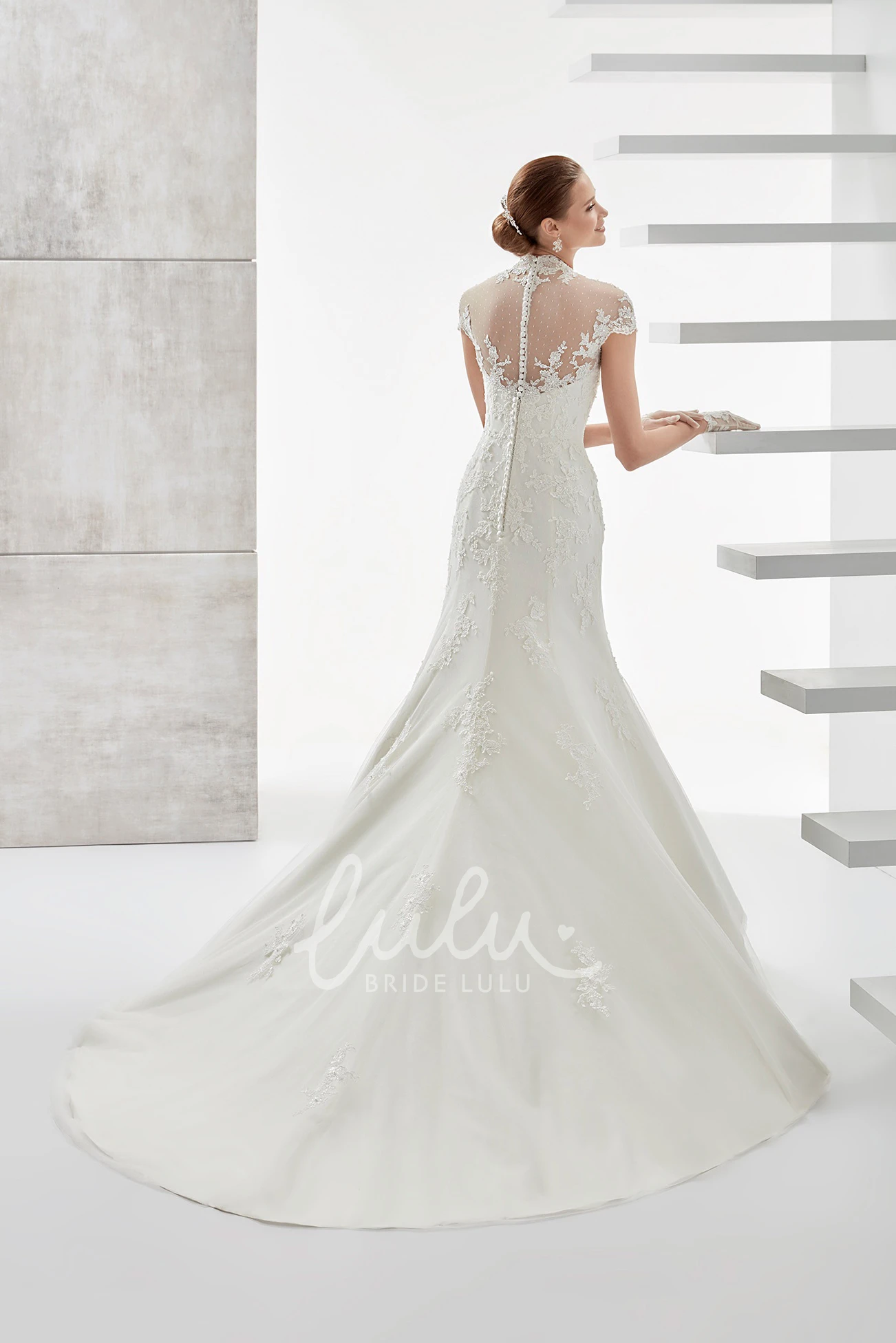 Illusion Mermaid T-Shirt Sleeve Wedding Dress