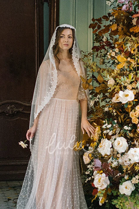 Romantic Tulle Wedding Veil Lace Edge