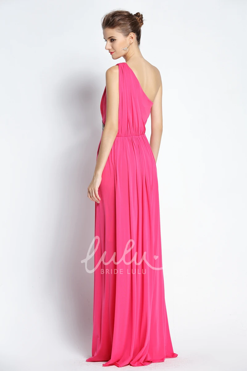 Beaded One-shoulder Sleeveless A-Line Prom Dress Elegant Floor-length Women's Dress