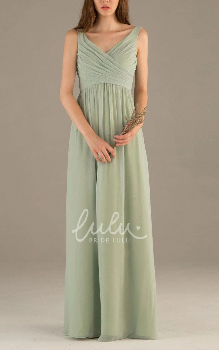 Simple Dusty Green Bridesmaid Dress