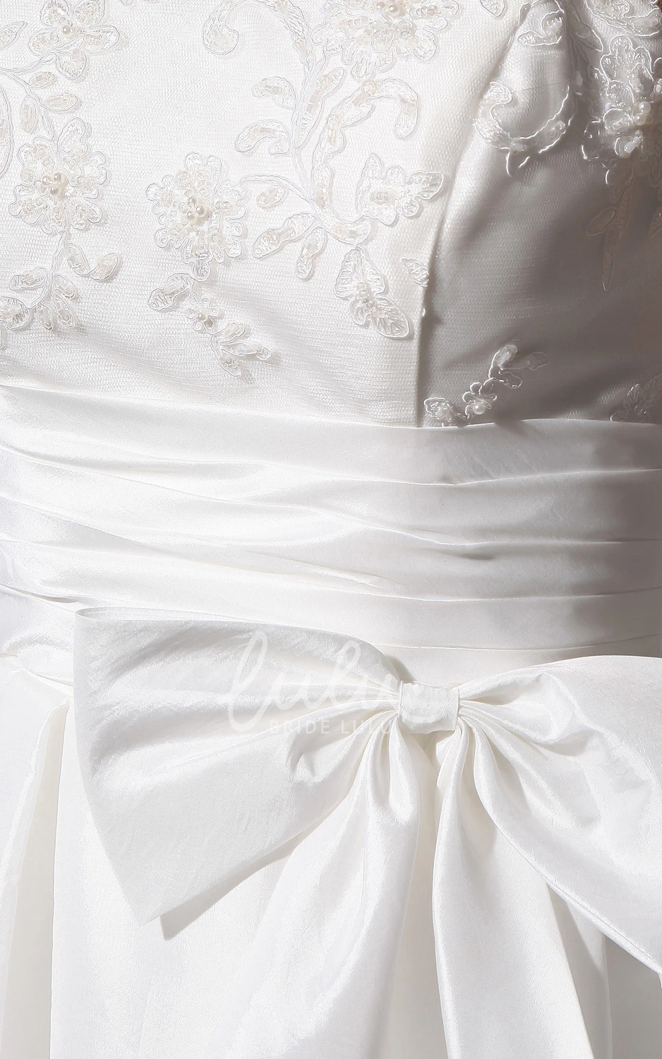 Deep V-Back Lace Dress with Sash and Bow Unique Bridesmaid Dress