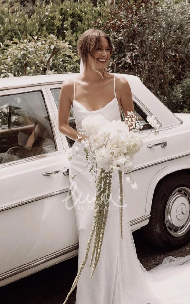 Sheath Satin Sweetheart Wedding Dress Modern Court Train