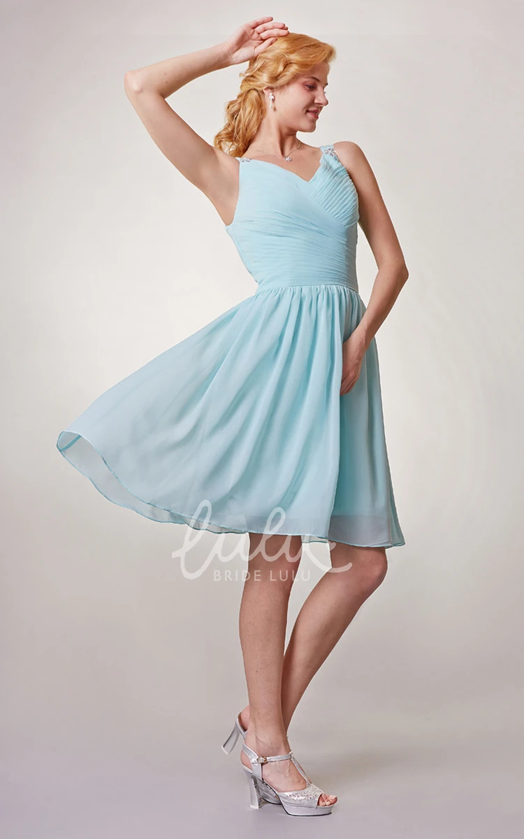 Ruched Chiffon Bridesmaid Dress with V-neck