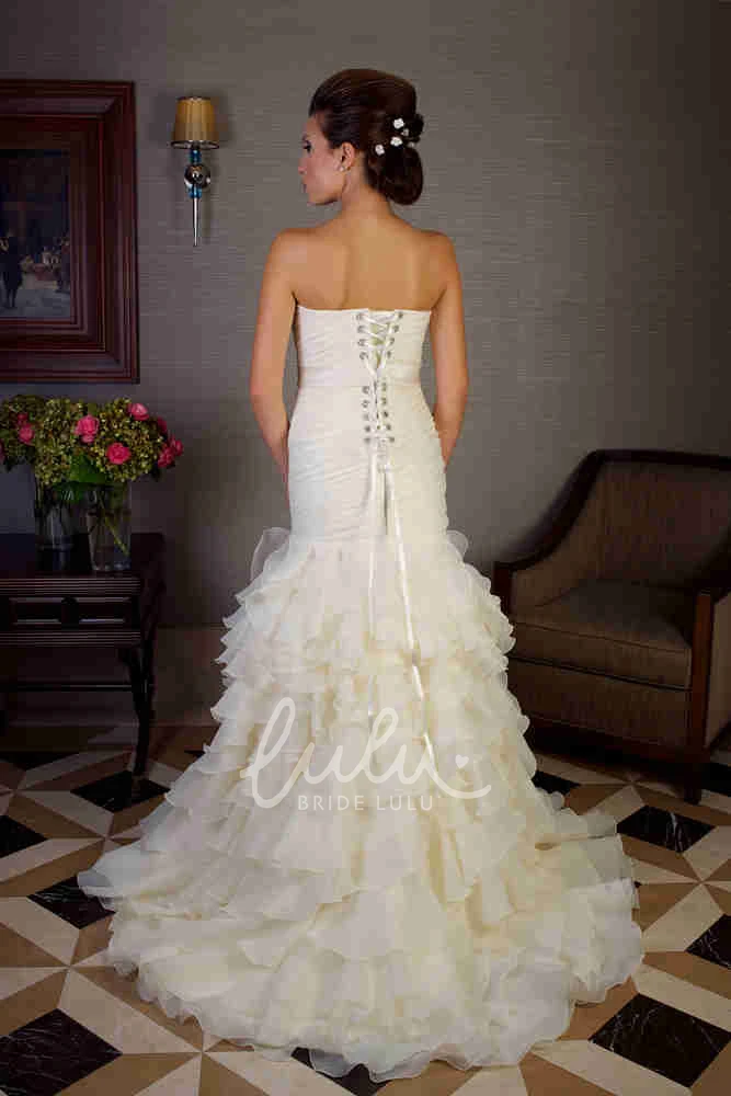 Tiered Organza Mermaid Wedding Dress with Sweetheart Neckline