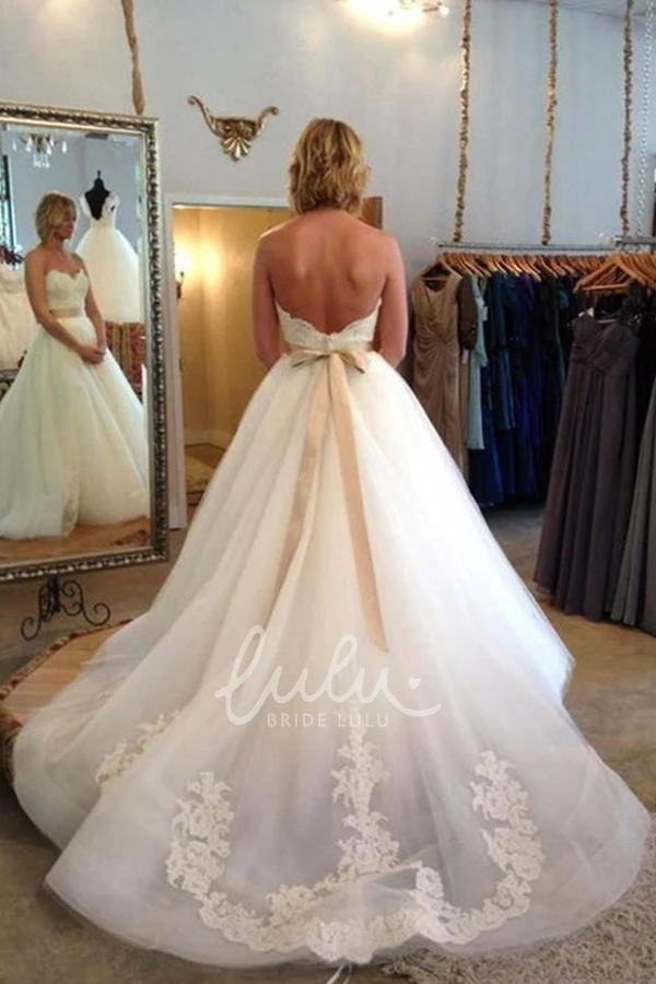 Lace Sweetheart A-Line Backless Wedding Dress with Zipper