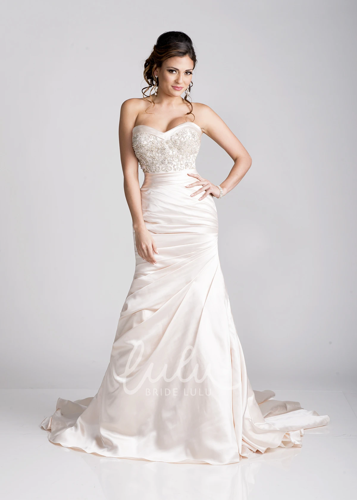 A-Line Satin Sweetheart Wedding Dress with Jeweled Bodice Classic Bridal Gown