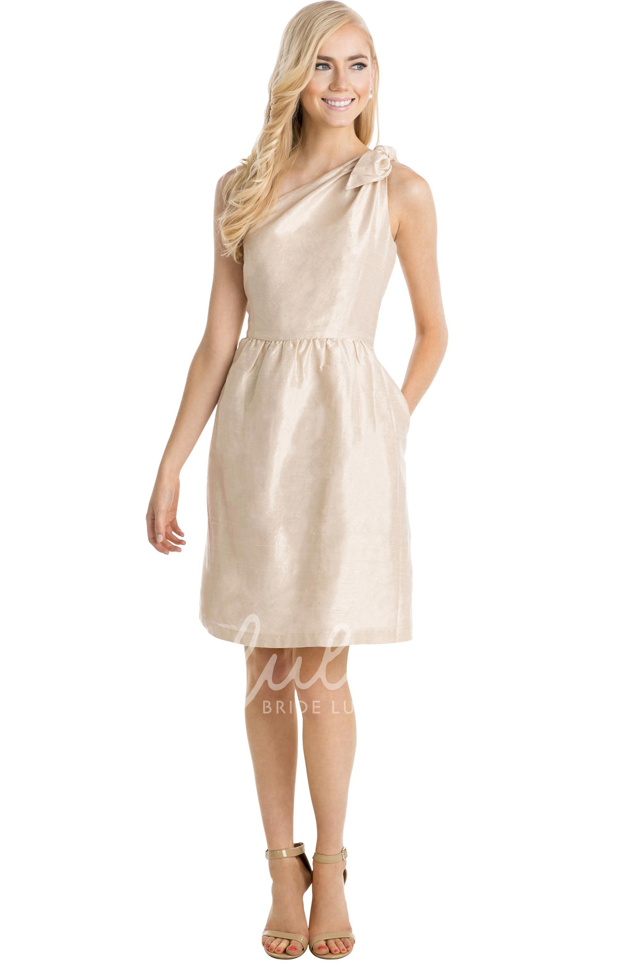 One-Shoulder Taffeta Multi-Color Bridesmaid Dress Mini Length