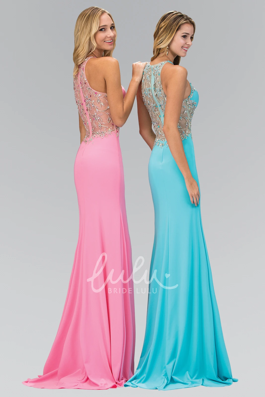 Flowy Sheath Jersey Dress with V-Neck and Beading for Prom