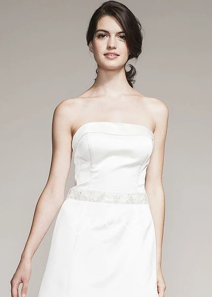 Satin Strapless A-Line Wedding Dress with Jeweled Maxi