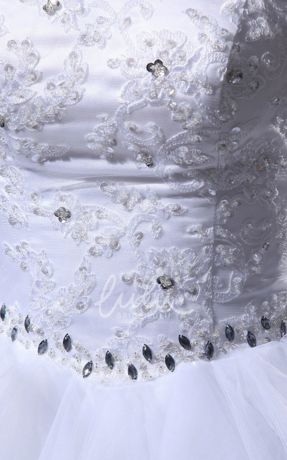 Tulle Crystal Ruffles Midi Wedding Dress