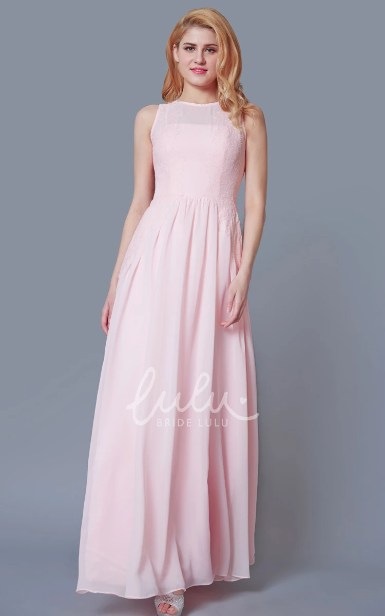 High Neck Pleated Chiffon Bridesmaid Dress A-line Bridesmaid Dress