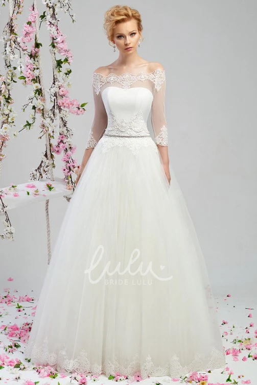 Strapless A-Line Satin and Tulle Spring Wedding Dress with Jeweled Waist and Cape Unique Bridal Gown