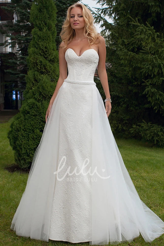 Sweetheart Lace Wedding Dress with Jewellery Appliqued Sleeveless