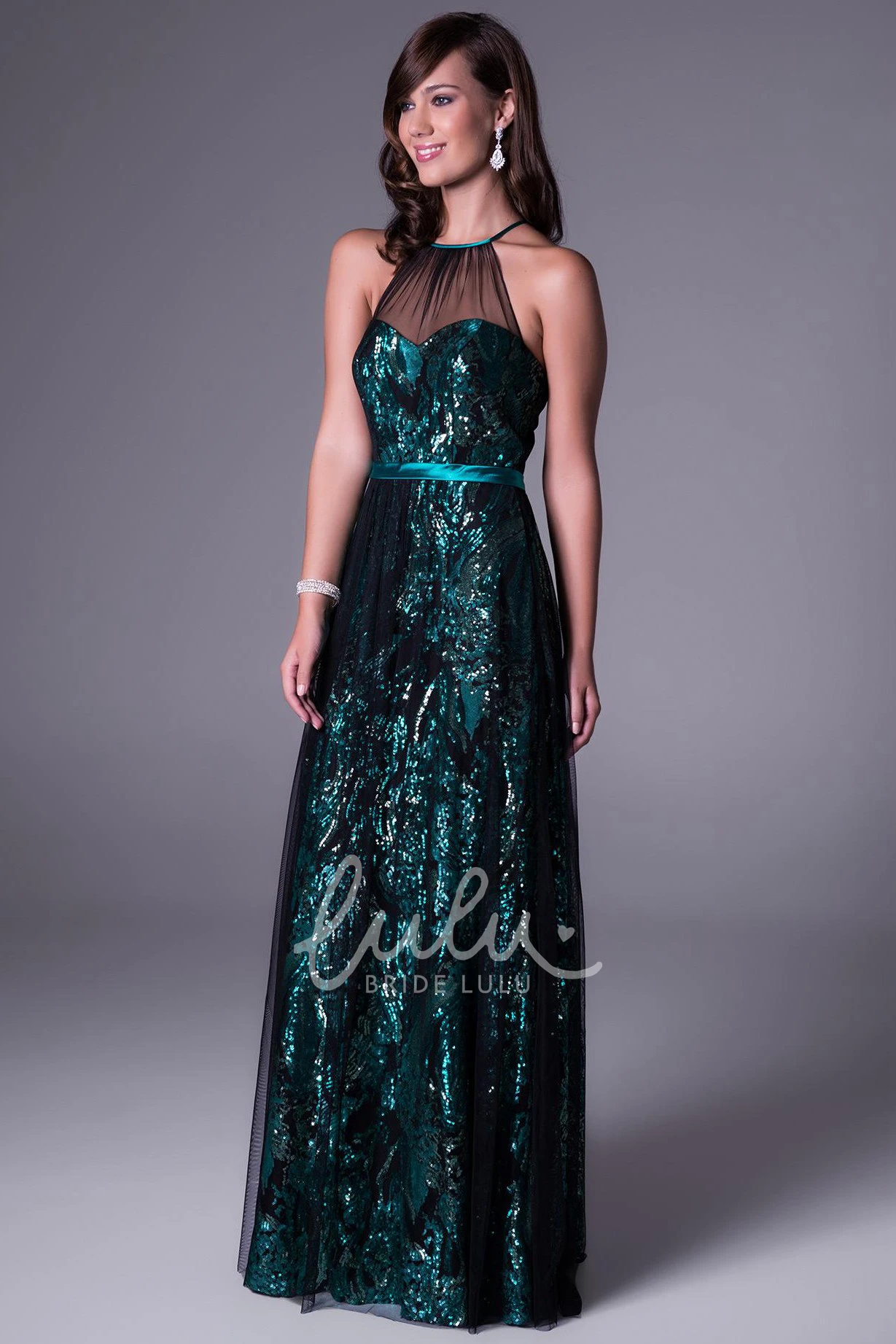 Sleeveless Sequins Prom Dress A-Line Floor-Length Glamorous Dress