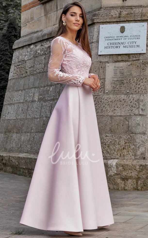 Lace A-Line Formal Dress with Long Sleeves and Ruching Simple Formal Dress