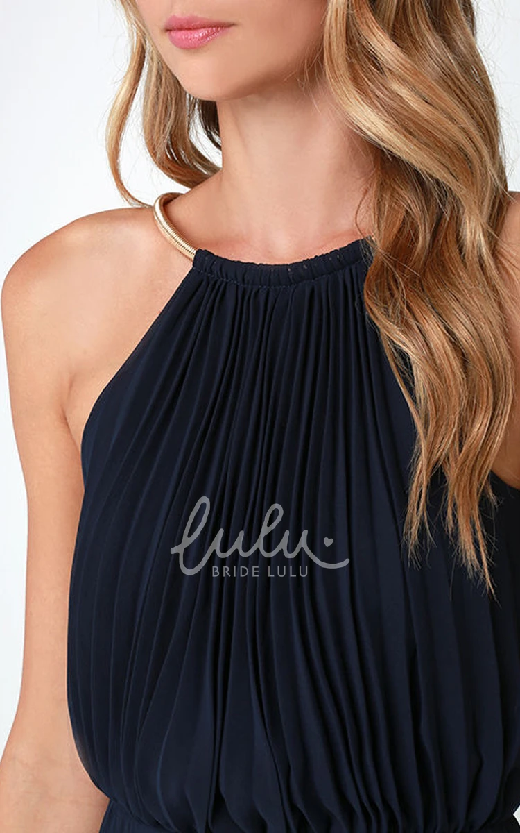 Pleated Chiffon Dress Long Sleeveless & Charming