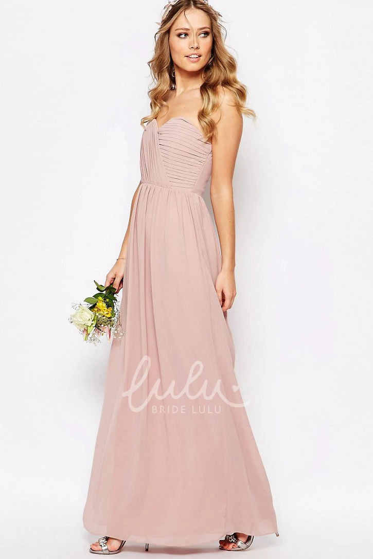 Ruched Sweetheart Chiffon Bridesmaid Dress Ankle-Length