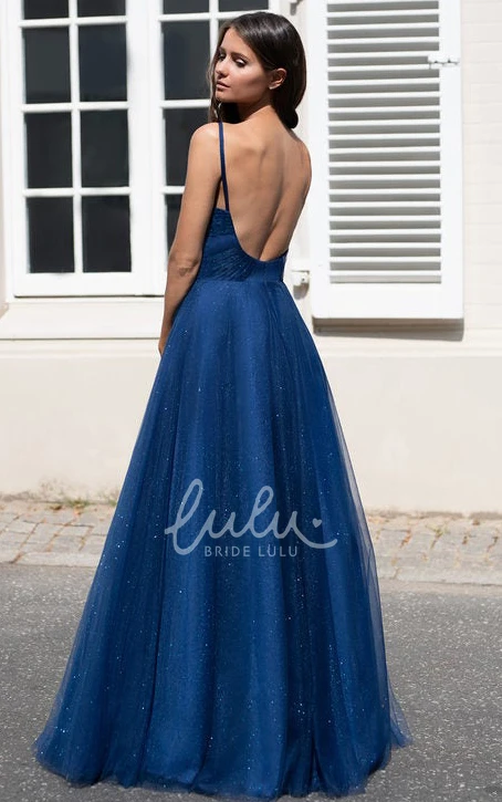 Sleeveless Tulle A Line Prom Dress with Ruching Elegant & Timeless
