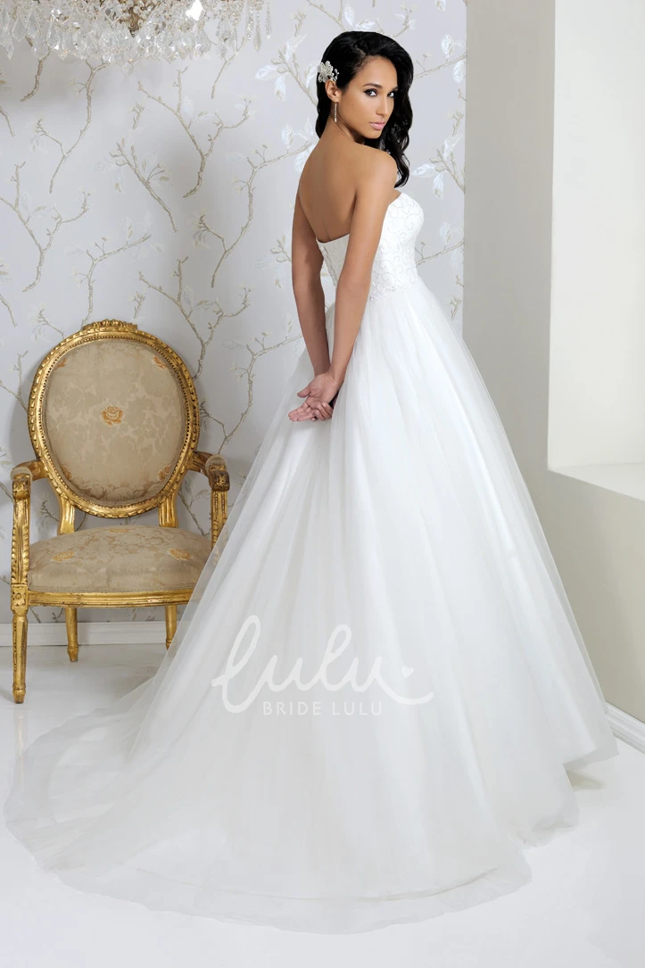 Maxi Beaded Tulle Sweetheart Wedding Dress with Court Train and Lace-Up