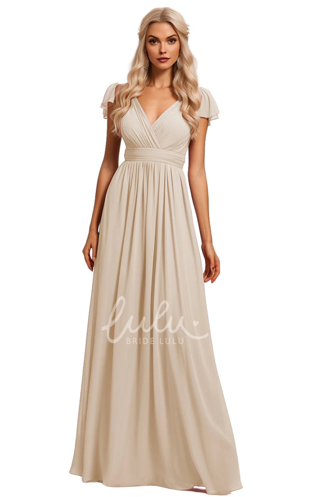 Bohemian A-Line Chiffon Bridesmaid Dress with V-neck and Deep-V Back 2025 Unique