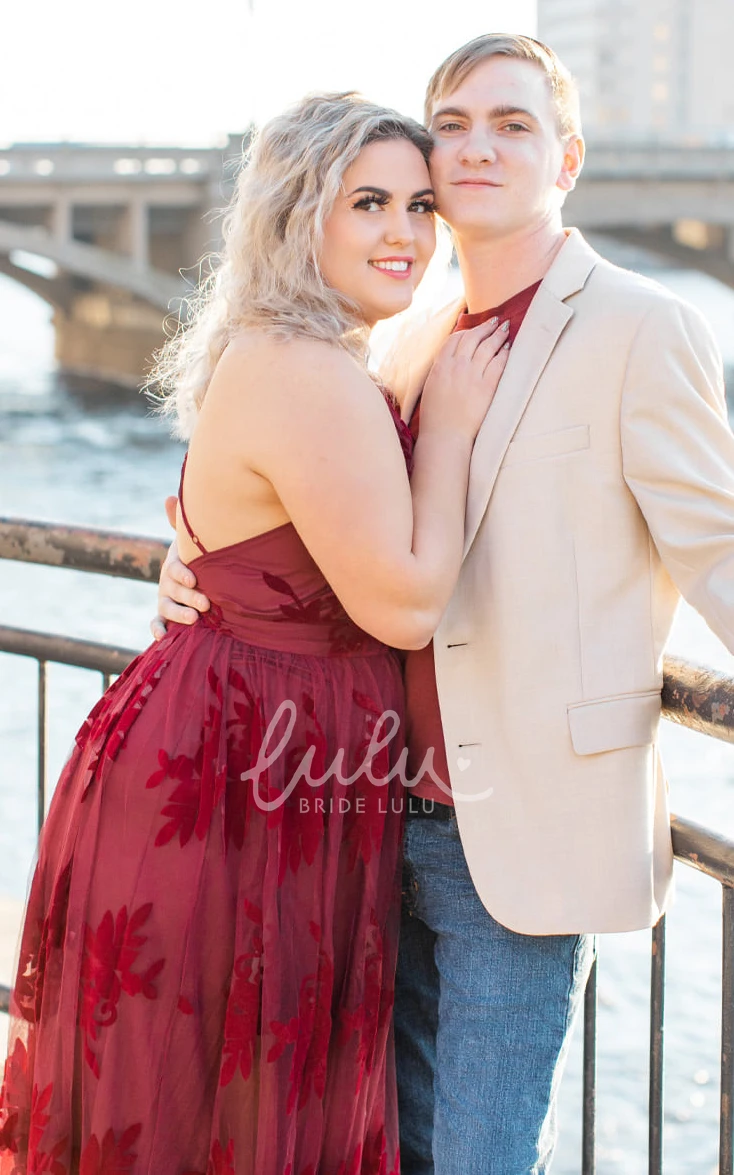 Plus Size A-Line V-neck Tulle Sleeveless Evening Dress Romantic Country Simple