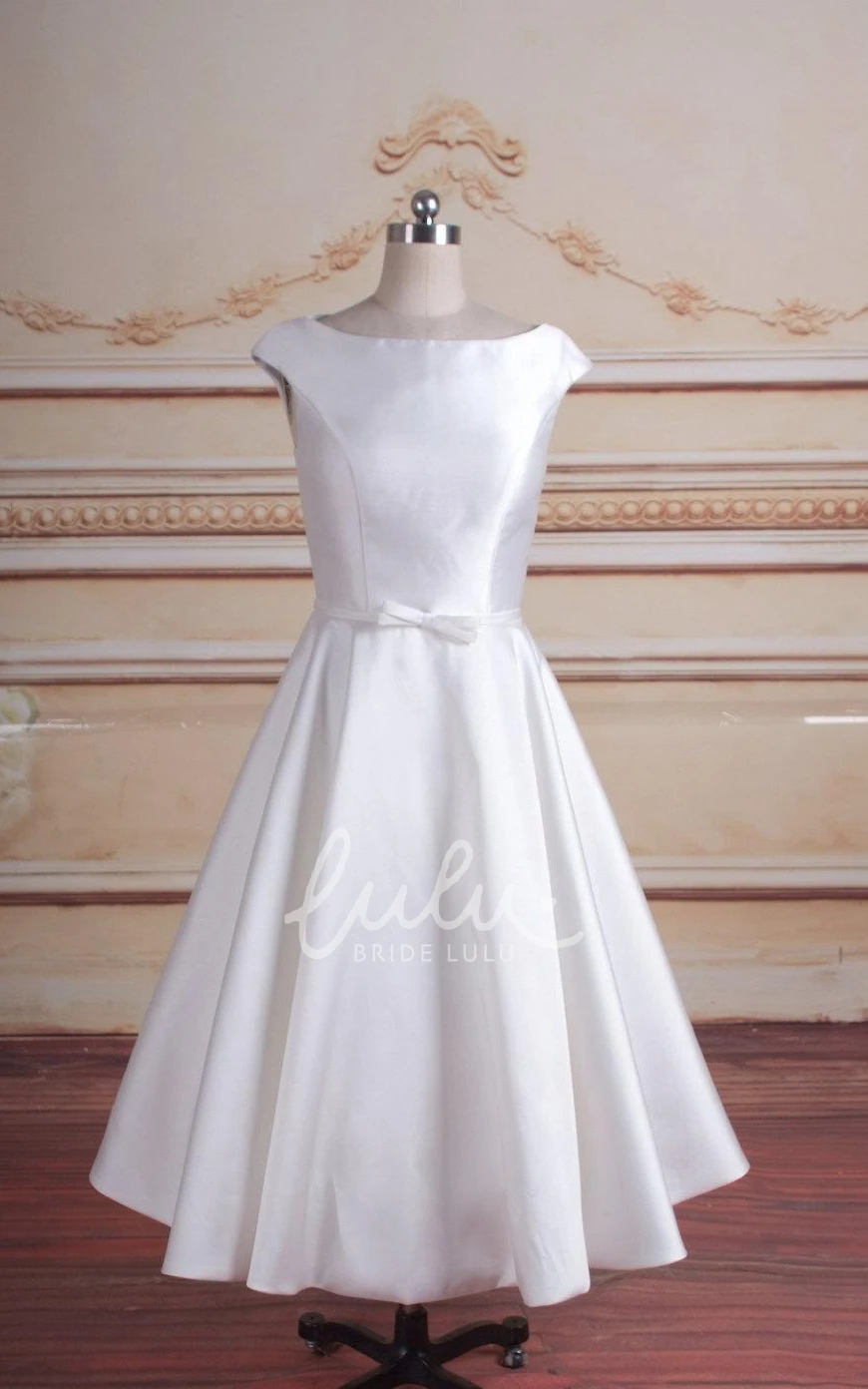 Short Satin A-Line Spring Wedding Dress Chic Simple Modern