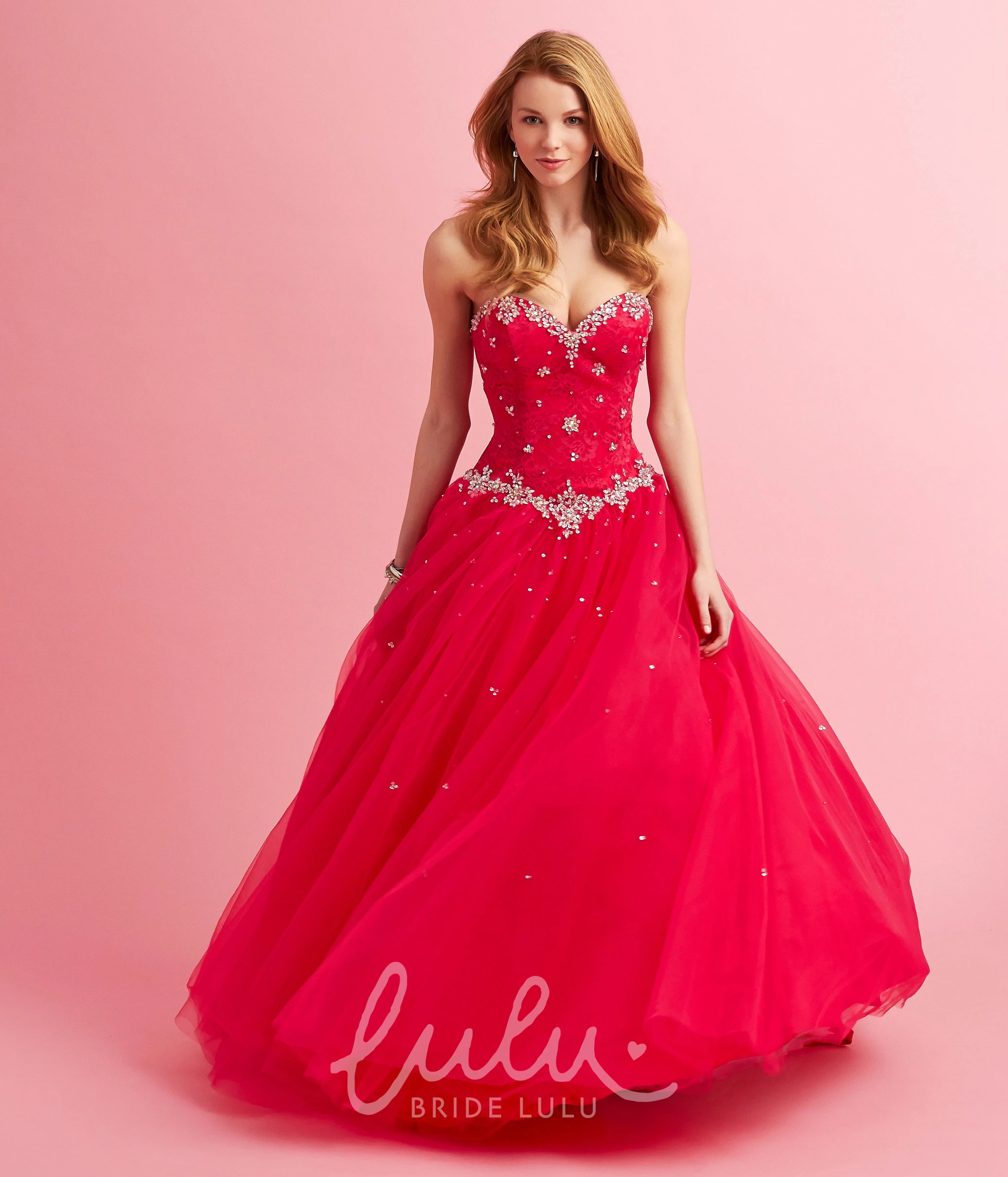 Maxi Ball Gown with Sweetheart Neckline and Tulle Bridesmaid Dress