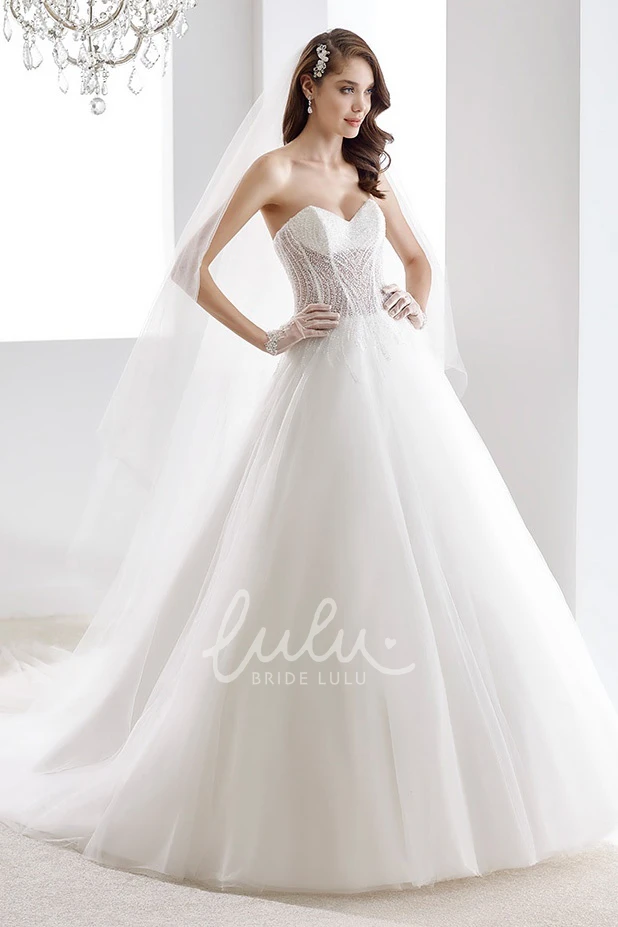 Corset Bodice Open Back Sweetheart A-line Beaded Wedding Dress