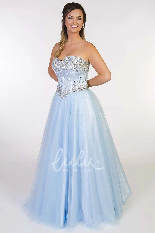 Sleeveless Beaded A-Line Tulle Prom Dress Maxi Length