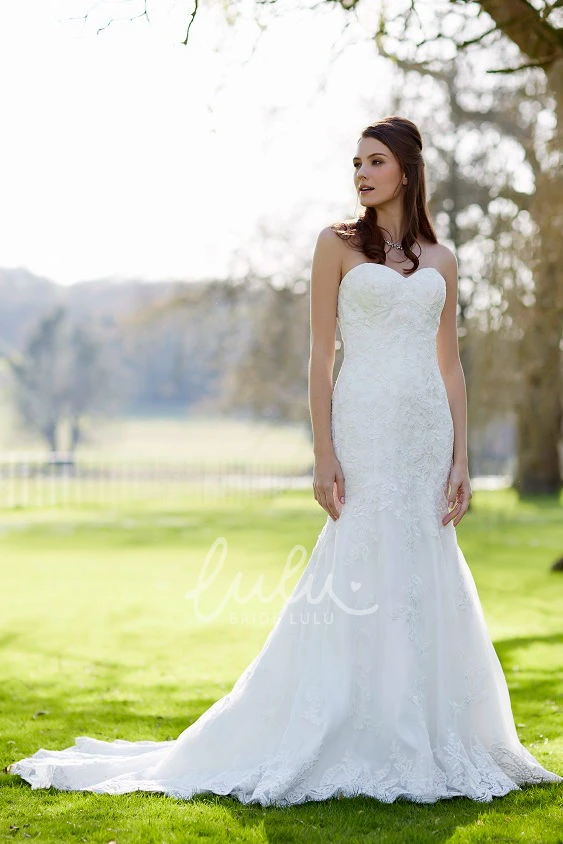 Appliqued Lace Wedding Dress with Court Train Sweetheart