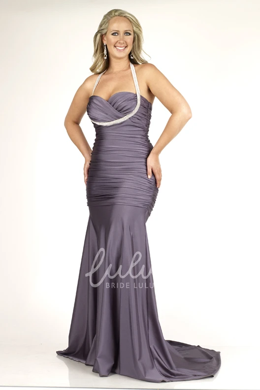 Mermaid Jersey Prom Dress with Beaded Criss-Cross Halter