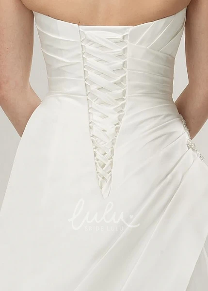 Sweetheart Satin Wedding Dress with Beading and Corset Back Floor-Length