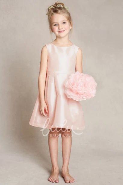 Satin Flower Girl Dress A-Line Sleeveless Scoop Neck Bow