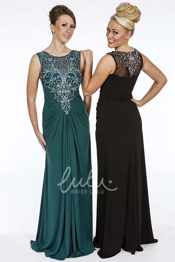 Beaded Floor-Length Sleeveless Scoop-Neck Chiffon Prom Dress Beaded Chiffon Prom Dress with Scoop Neckline and Floor-Length Hem