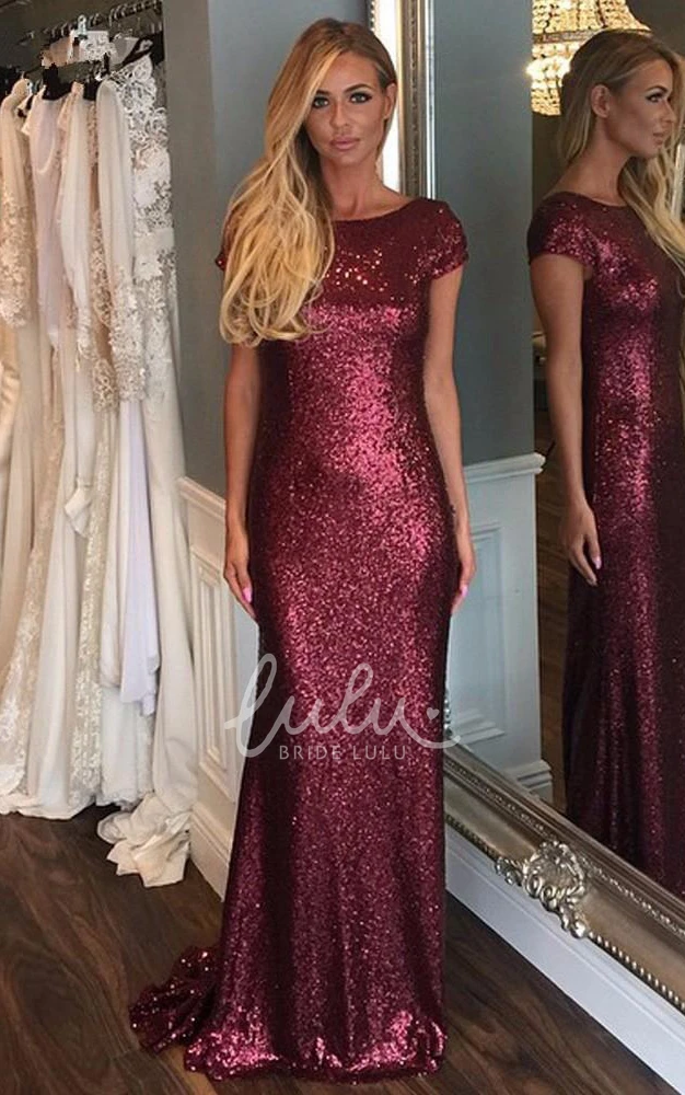 Sequin Sheath Sweep Train Prom Dress