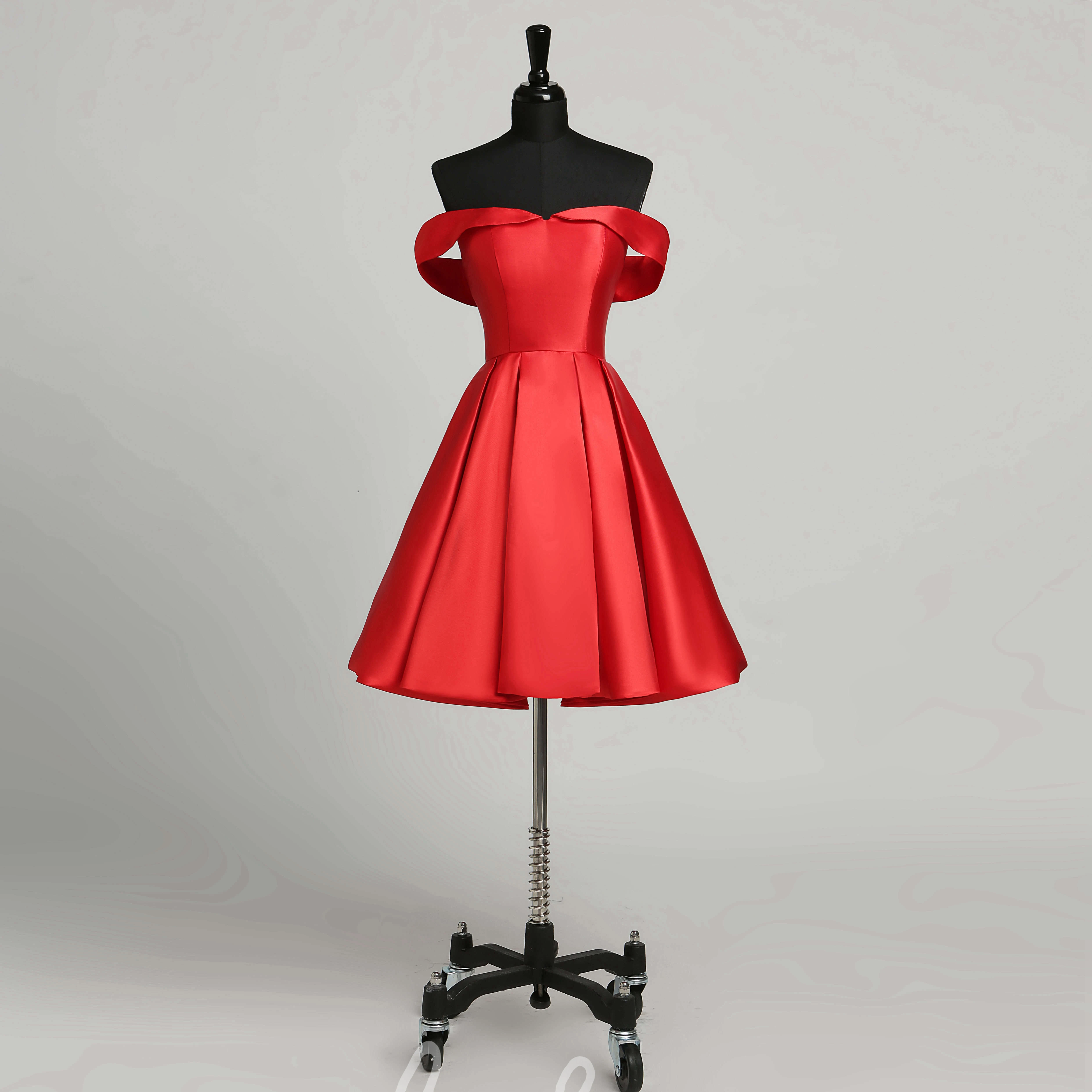 Elegant Satin A-Line Off-the-Shoulder Sleeveless Mini Formal Dress