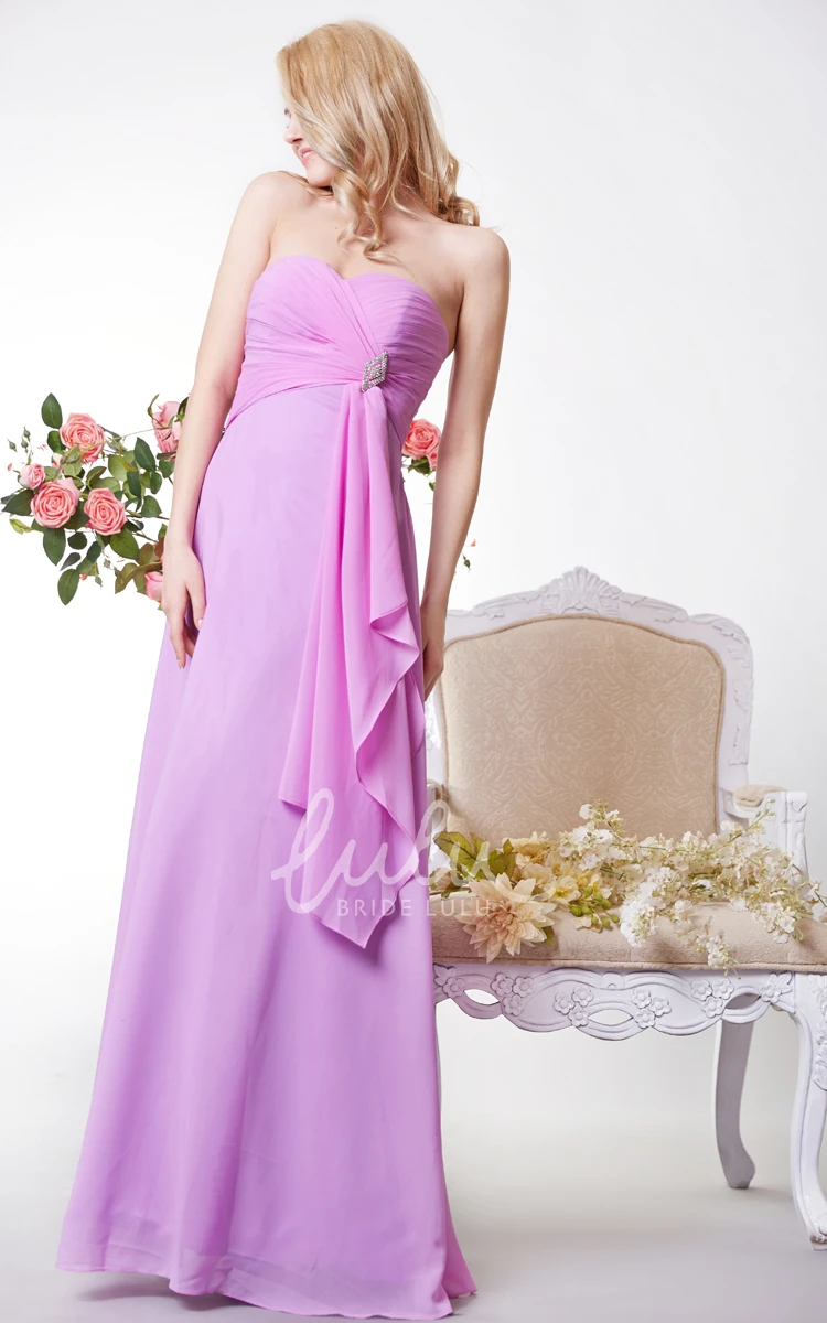 Beaded Chiffon Sweetheart Bridesmaid Dress with Crisscross Bodice