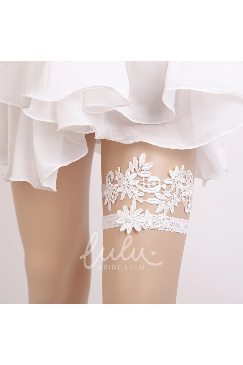 Two Sets of Western Style Lace-Up Bridal Garters for Weddings