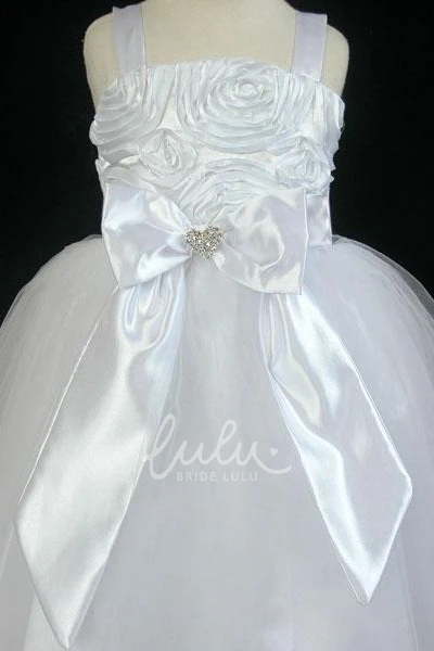 Embroidered Split-Front Satin Flower Girl Dress Tea-Length Unique