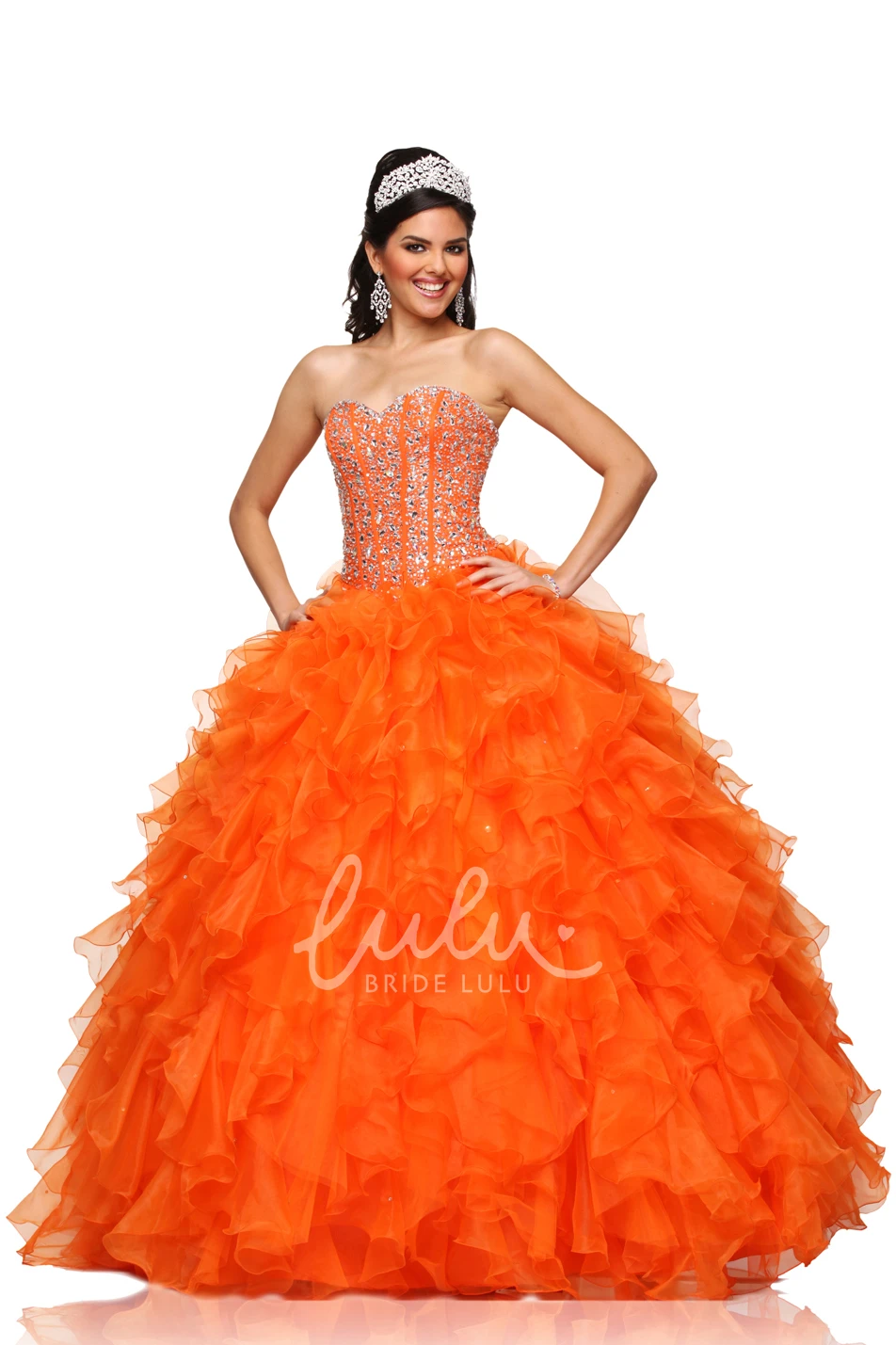 Crystal Bodice Chiffon A-Line Formal Dress with Cascading Ruffles